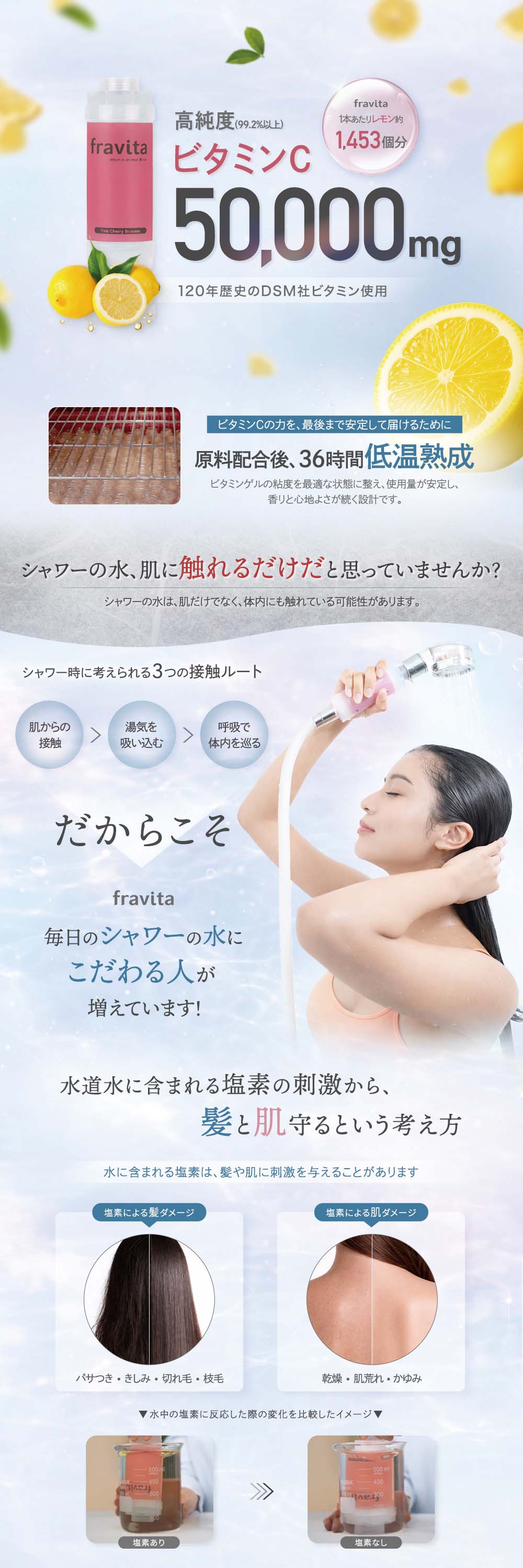 ビタミンシャワーフィルターfravita交換用オーシャンブルーレモンの